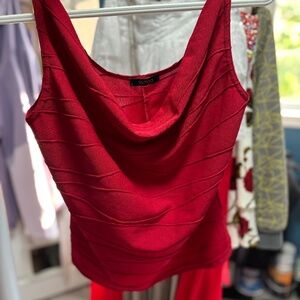 Y2K Tattoo Red Scoop Neck Short size Large